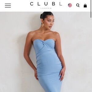 Club L Evita Powder Blue Maternity Midi Dress Size 8 US NWT